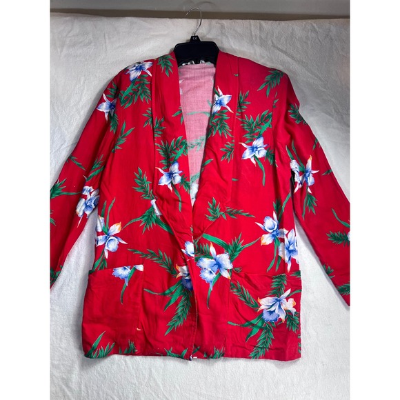 So What! of California Jackets & Blazers - So What! of California Vintage Tropical Floral Blazer Red Rayon USA Small